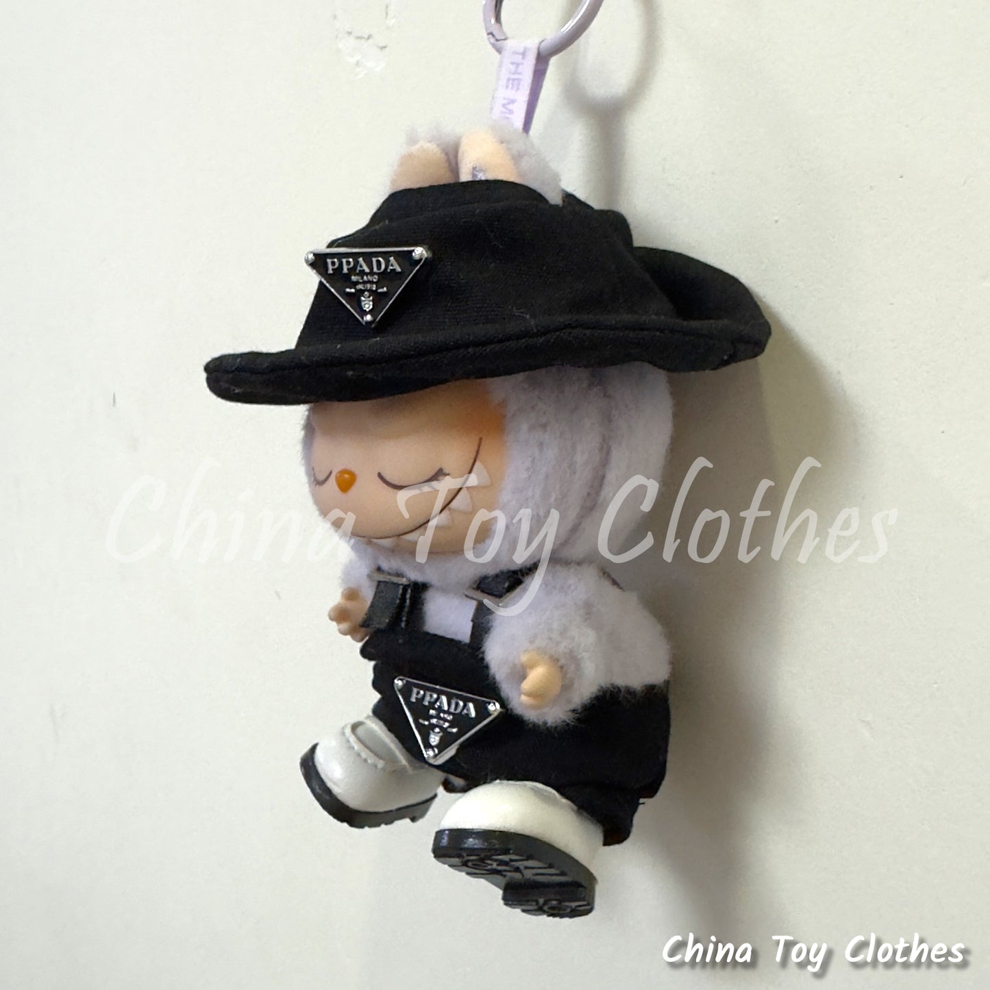 New Arrival LABUBU 17cm 7" The Monsters Plush Doll Clothes Rich Guy Black Leisure suit NO TOY