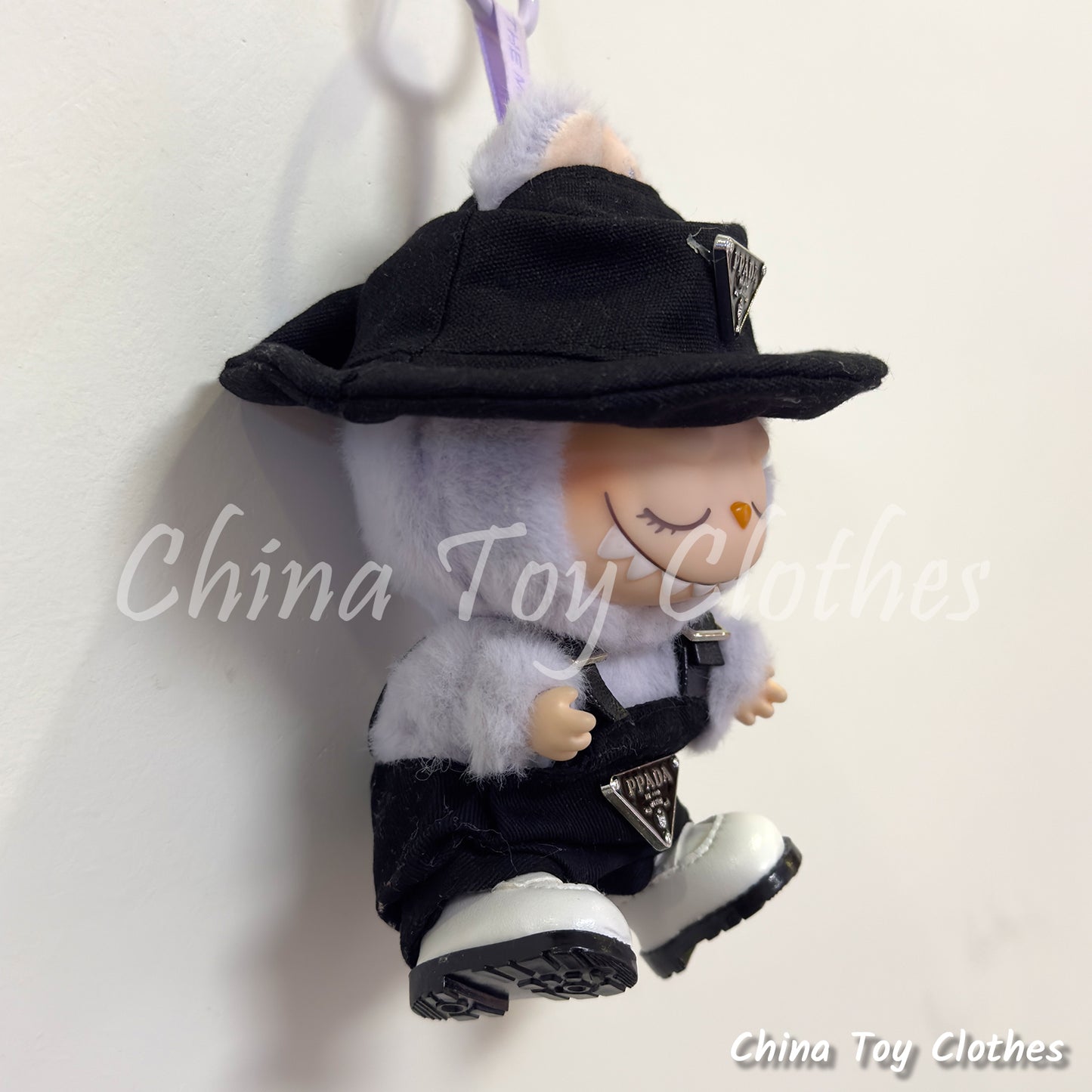 New Arrival LABUBU 17cm 7" The Monsters Plush Doll Clothes Rich Guy Black Leisure suit NO TOY