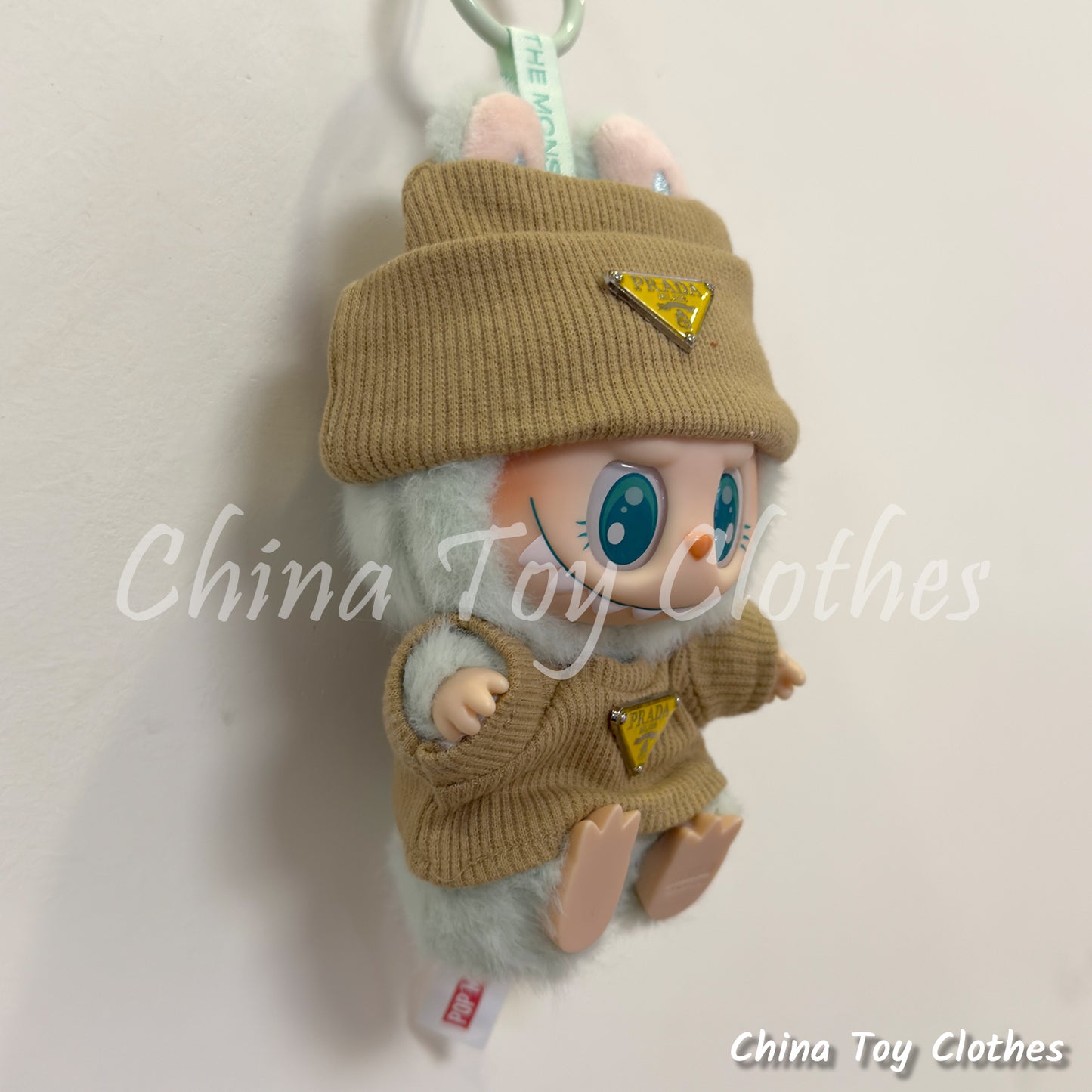 New Arrival LABUBU 17cm 7" The Monsters Plush Doll Clothes Beige Rich Lady Leisure Suit NO TOY