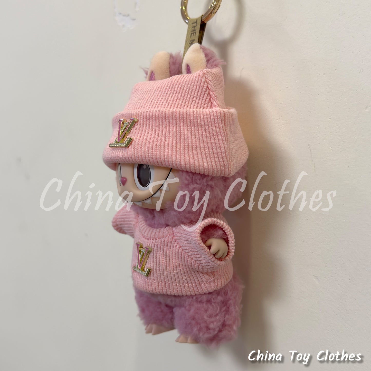New Arrival LABUBU 17cm 7" The Monsters Plush Doll Clothes Pink Rich Lady Leisure Suit NO TOY