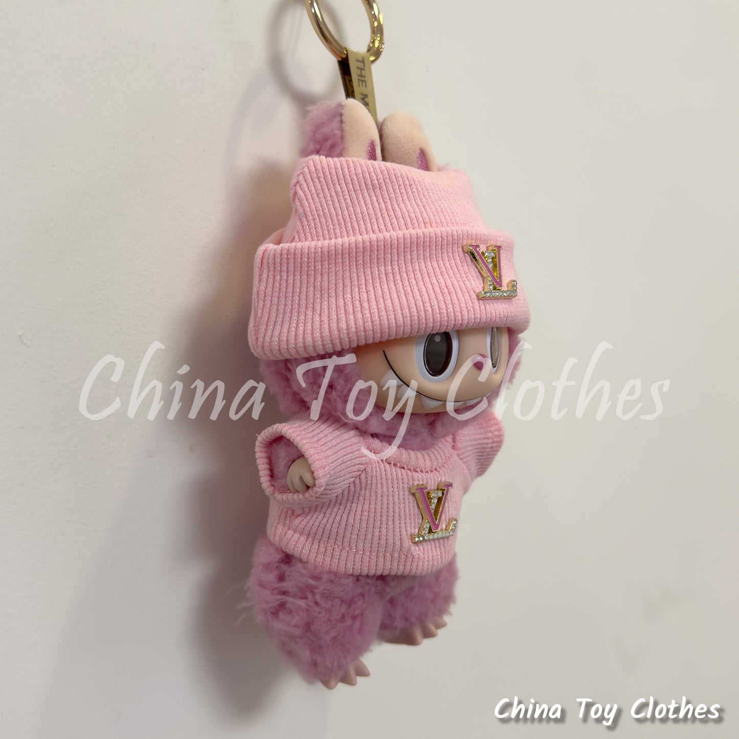 New Arrival LABUBU 17cm 7" The Monsters Plush Doll Clothes Pink Rich Lady Leisure Suit NO TOY