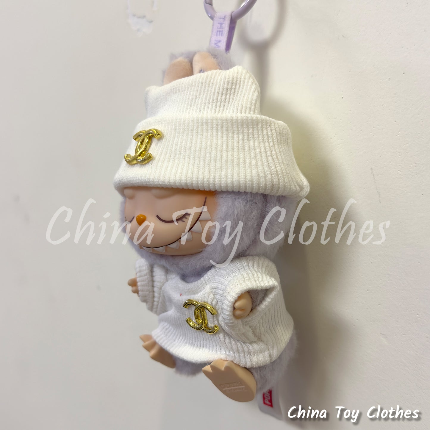 LABUBU 17cm 7" The Monsters Plush Doll Clothes White Rich Lady Leisure Suit NO TOY