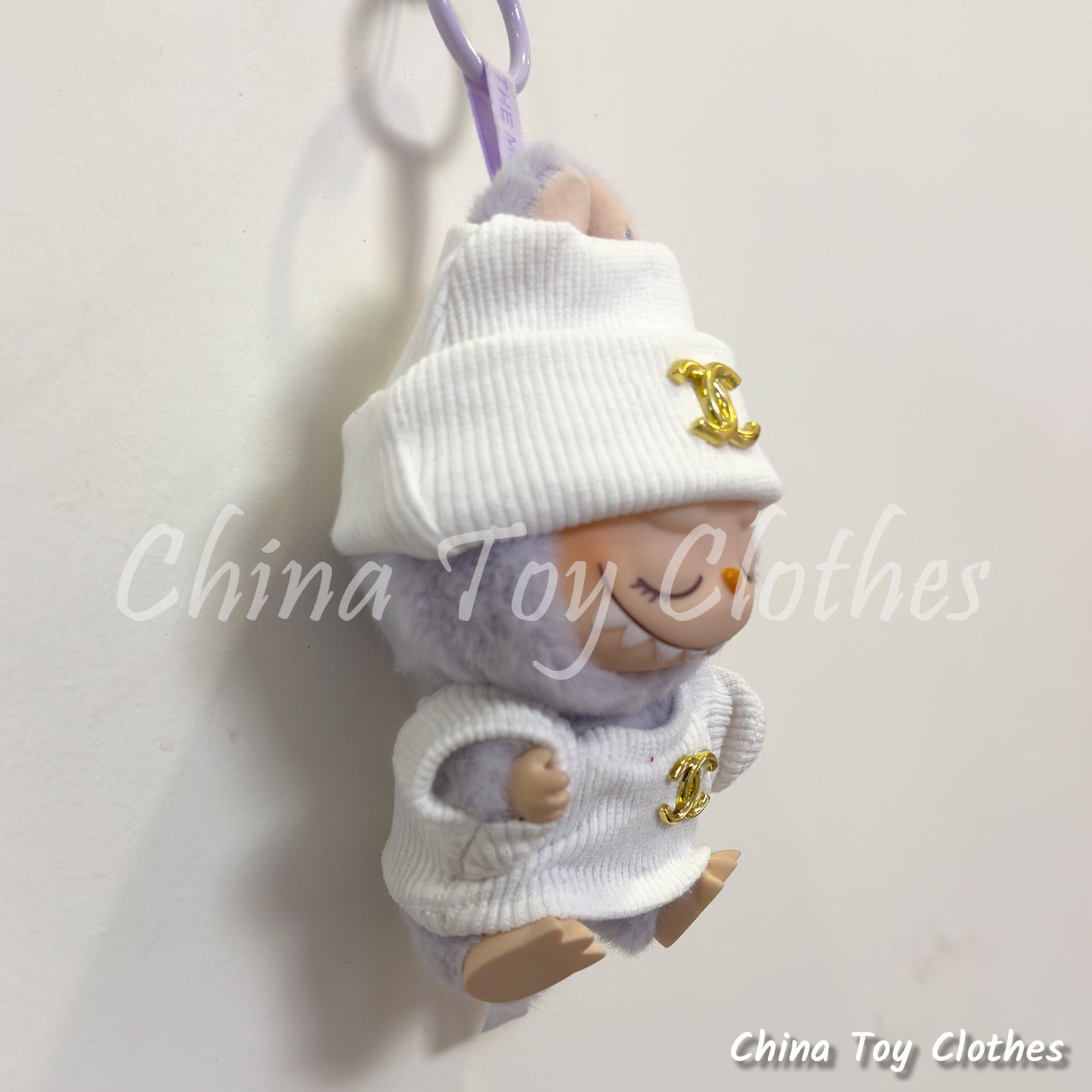 LABUBU 17cm 7" The Monsters Plush Doll Clothes White Rich Lady Leisure Suit NO TOY