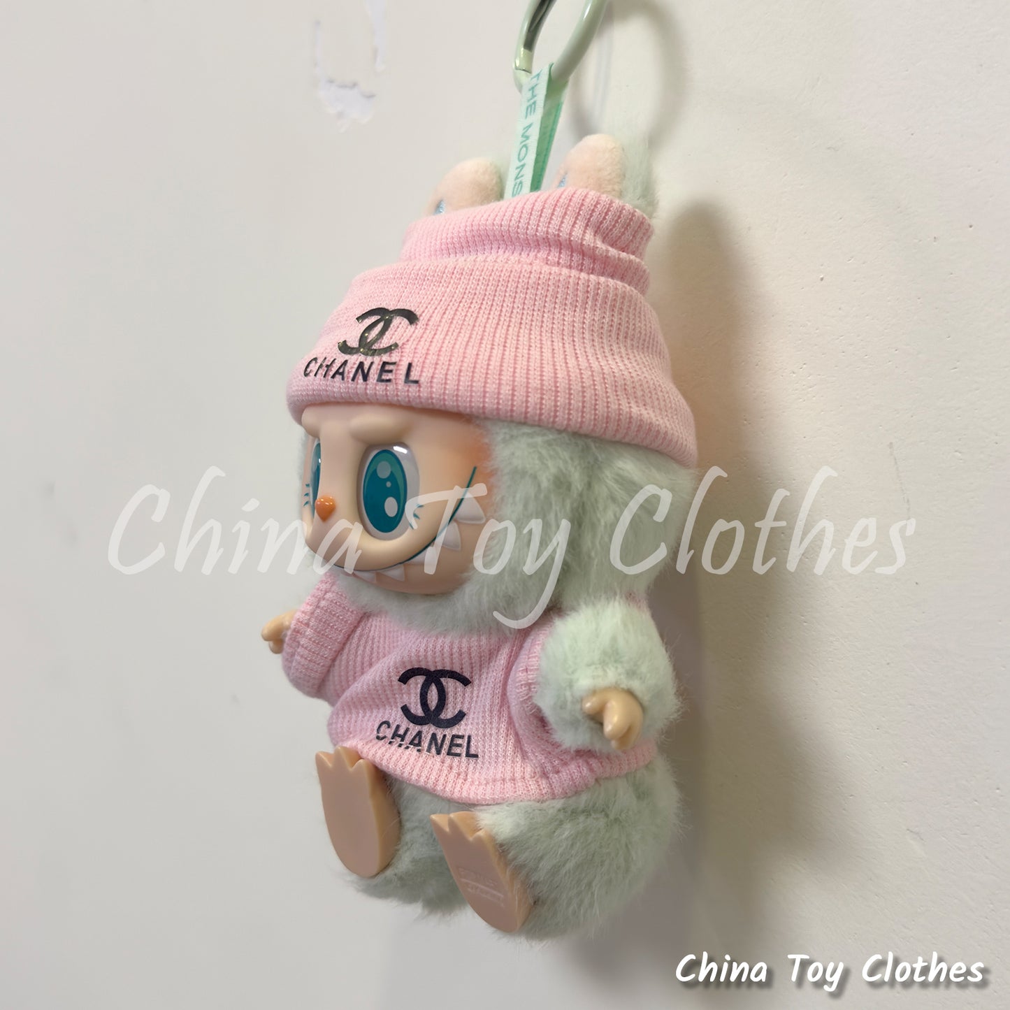 LABUBU 17cm 7" The Monsters Plush Doll Clothes Pink Rich Lady Leisure Suit NO TOY