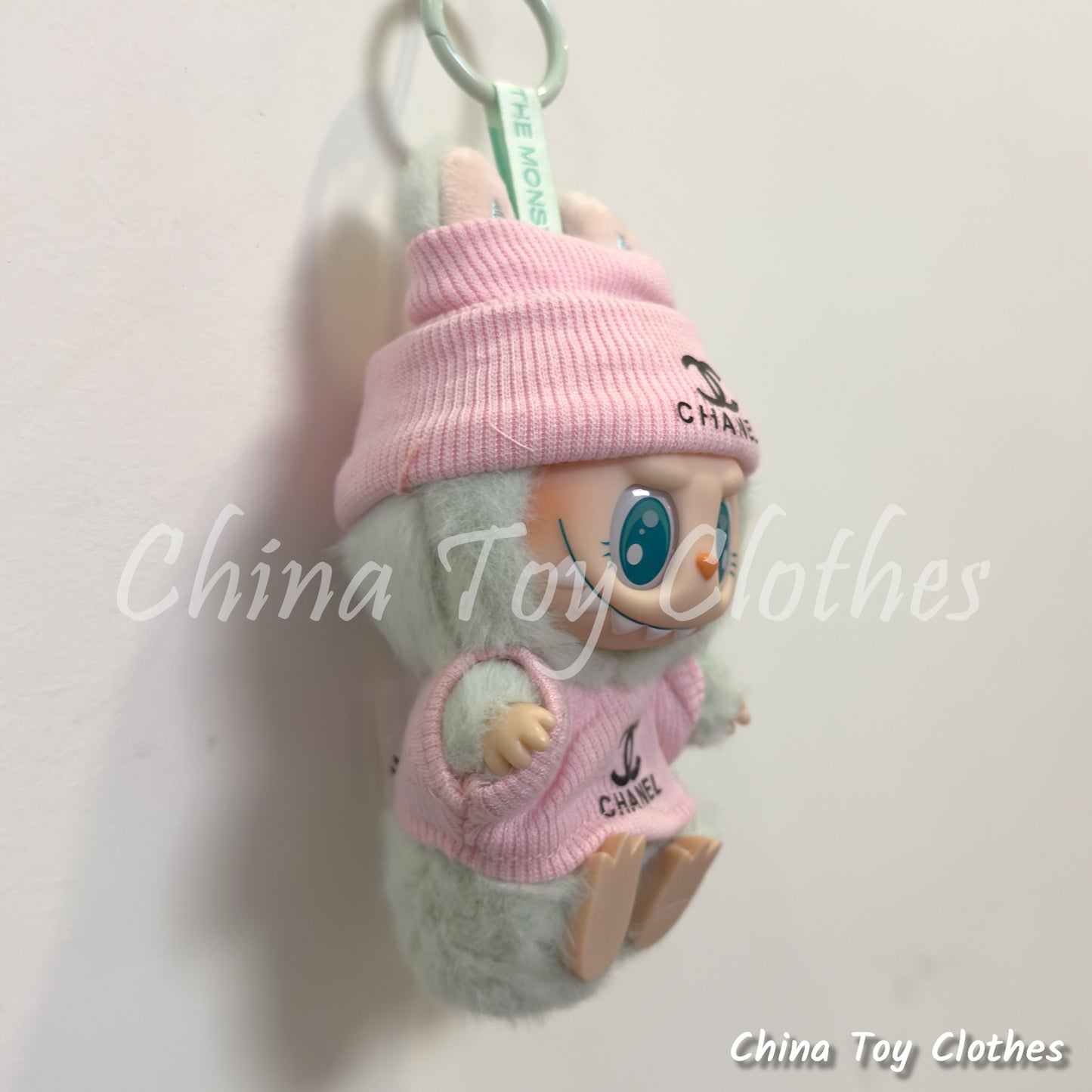 LABUBU 17cm 7" The Monsters Plush Doll Clothes Pink Rich Lady Leisure Suit NO TOY