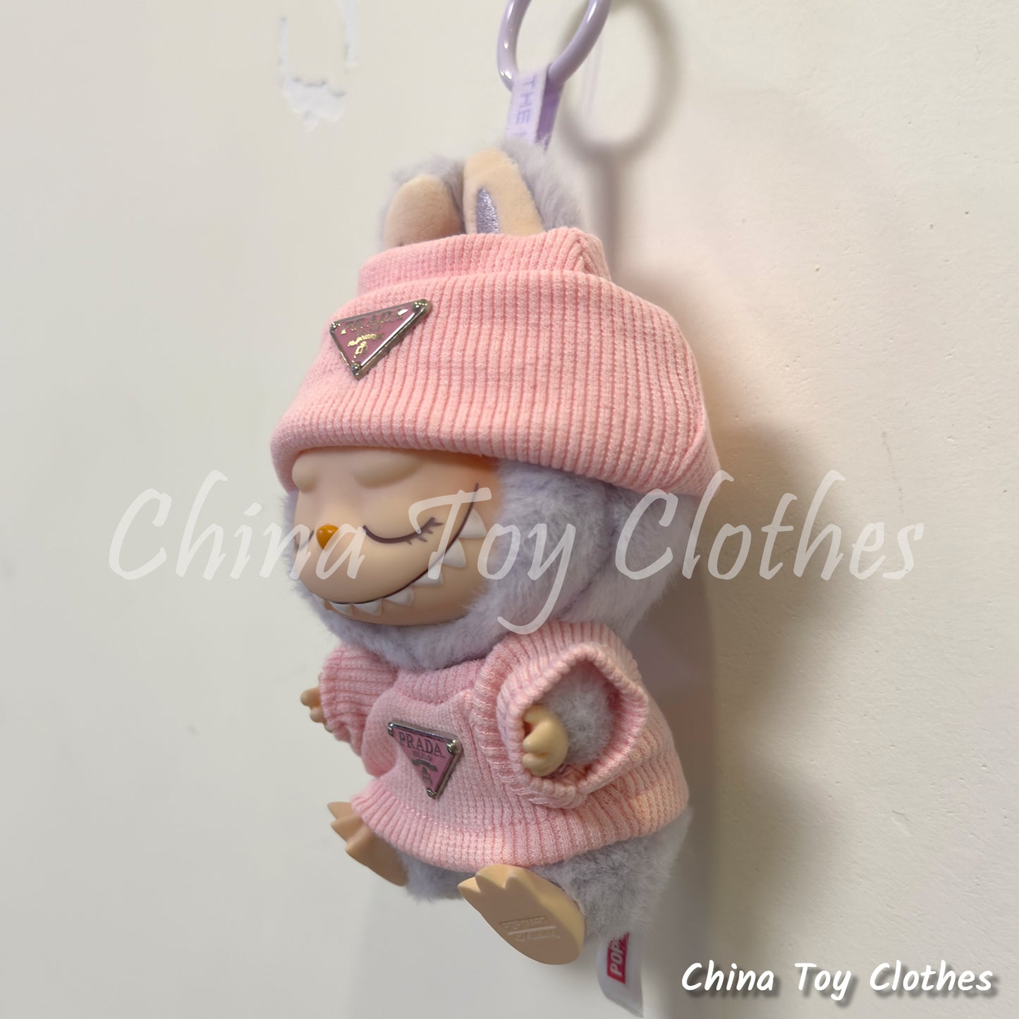 LABUBU 17cm 7" The Monsters Plush Doll Clothes Pink Rich Lady Leisure Suit NO TOY