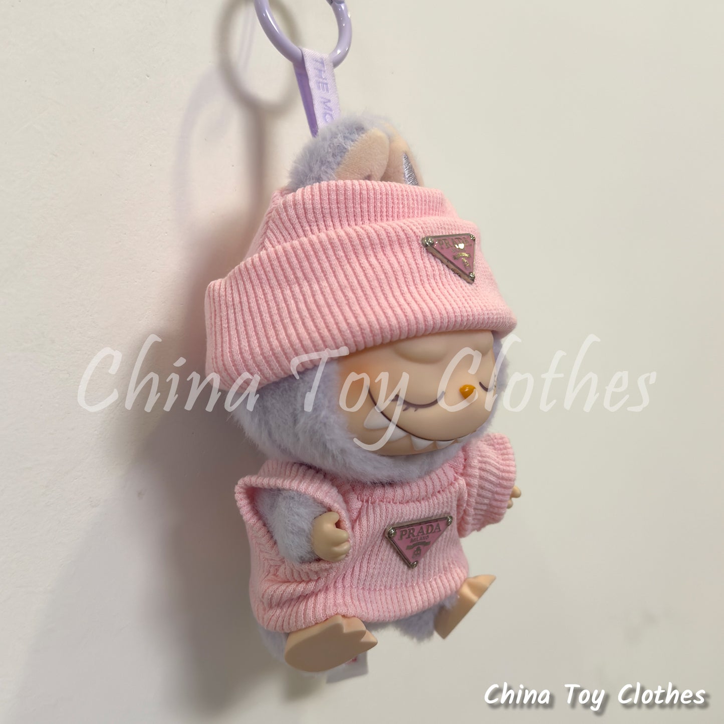 LABUBU 17cm 7" The Monsters Plush Doll Clothes Pink Rich Lady Leisure Suit NO TOY