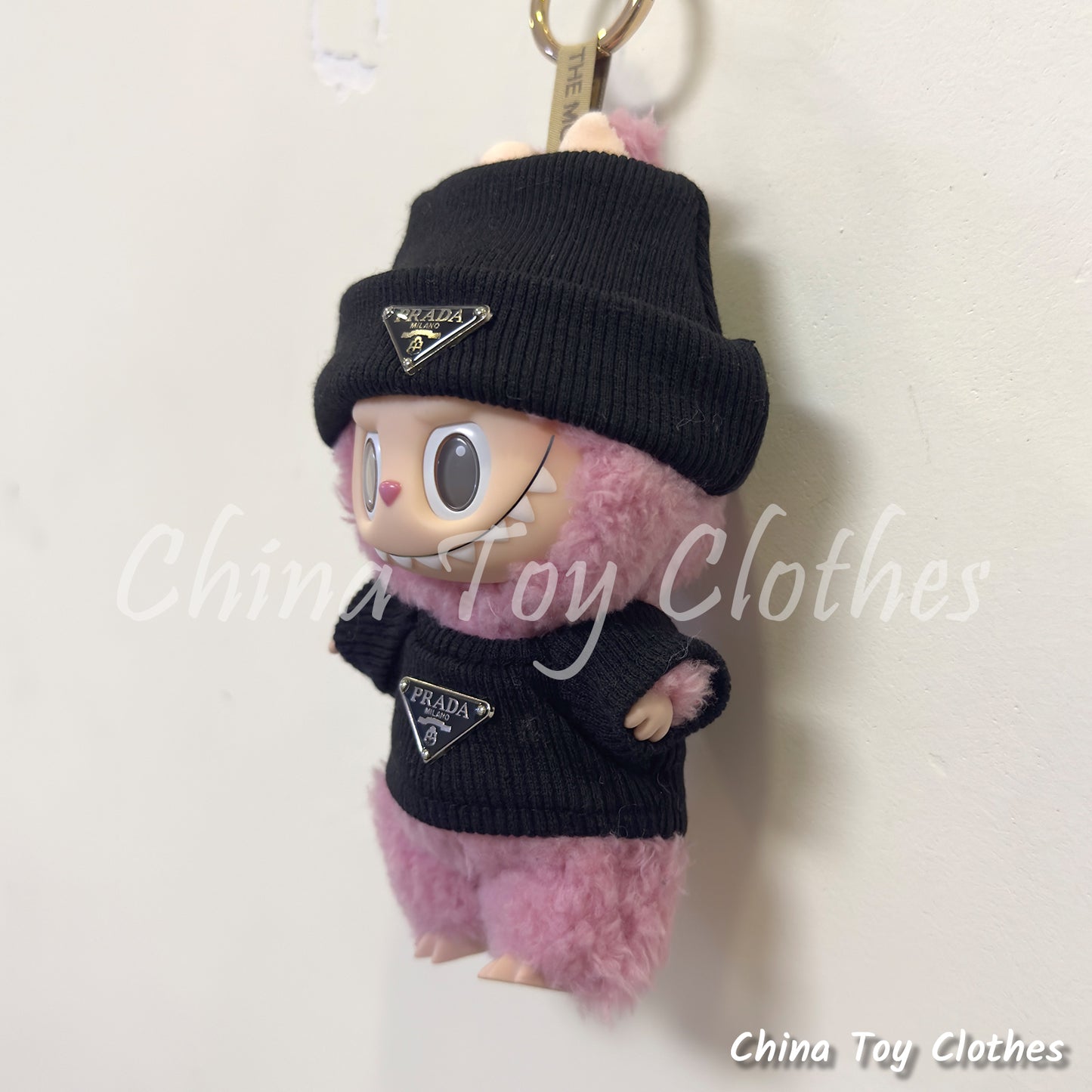 LABUBU 17cm 7" The Monsters Plush Doll Clothes Black Rich Lady Leisure Suit NO TOY