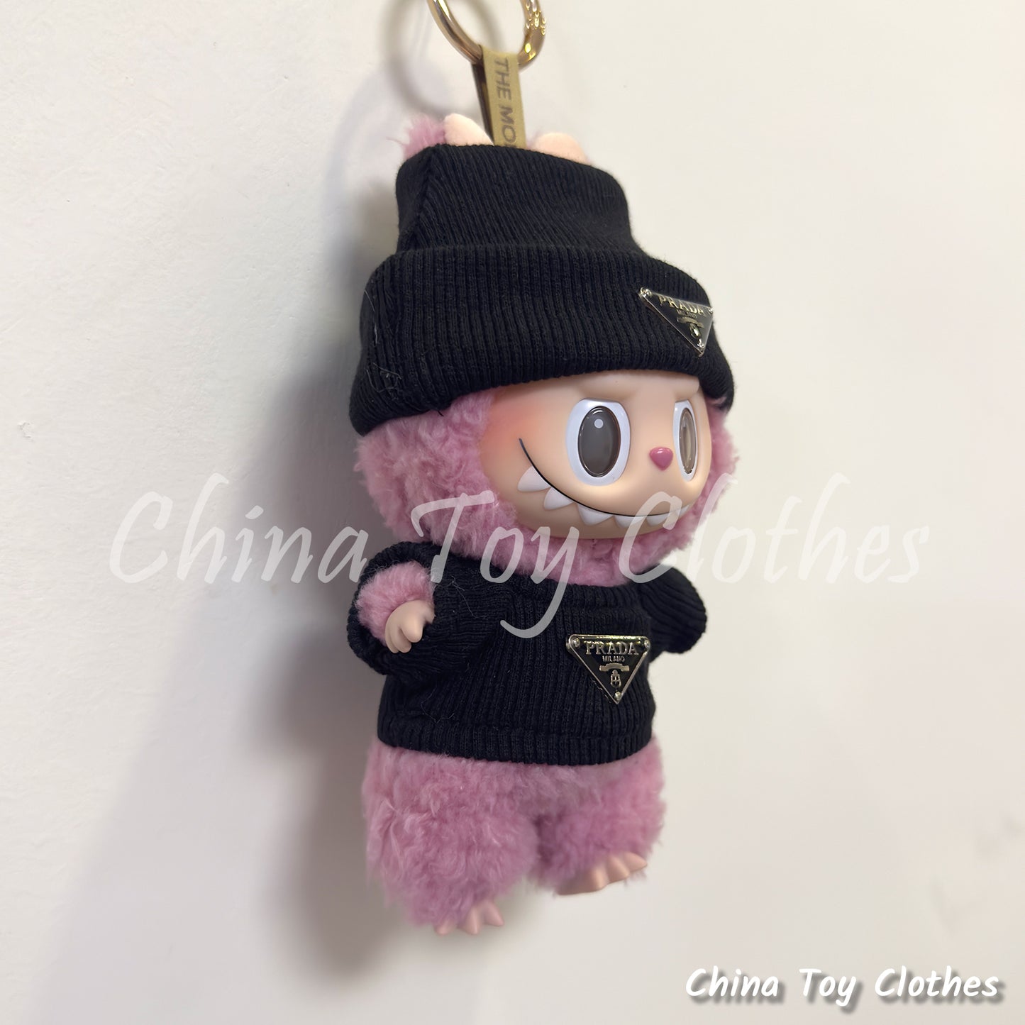 LABUBU 17cm 7" The Monsters Plush Doll Clothes Black Rich Lady Leisure Suit NO TOY