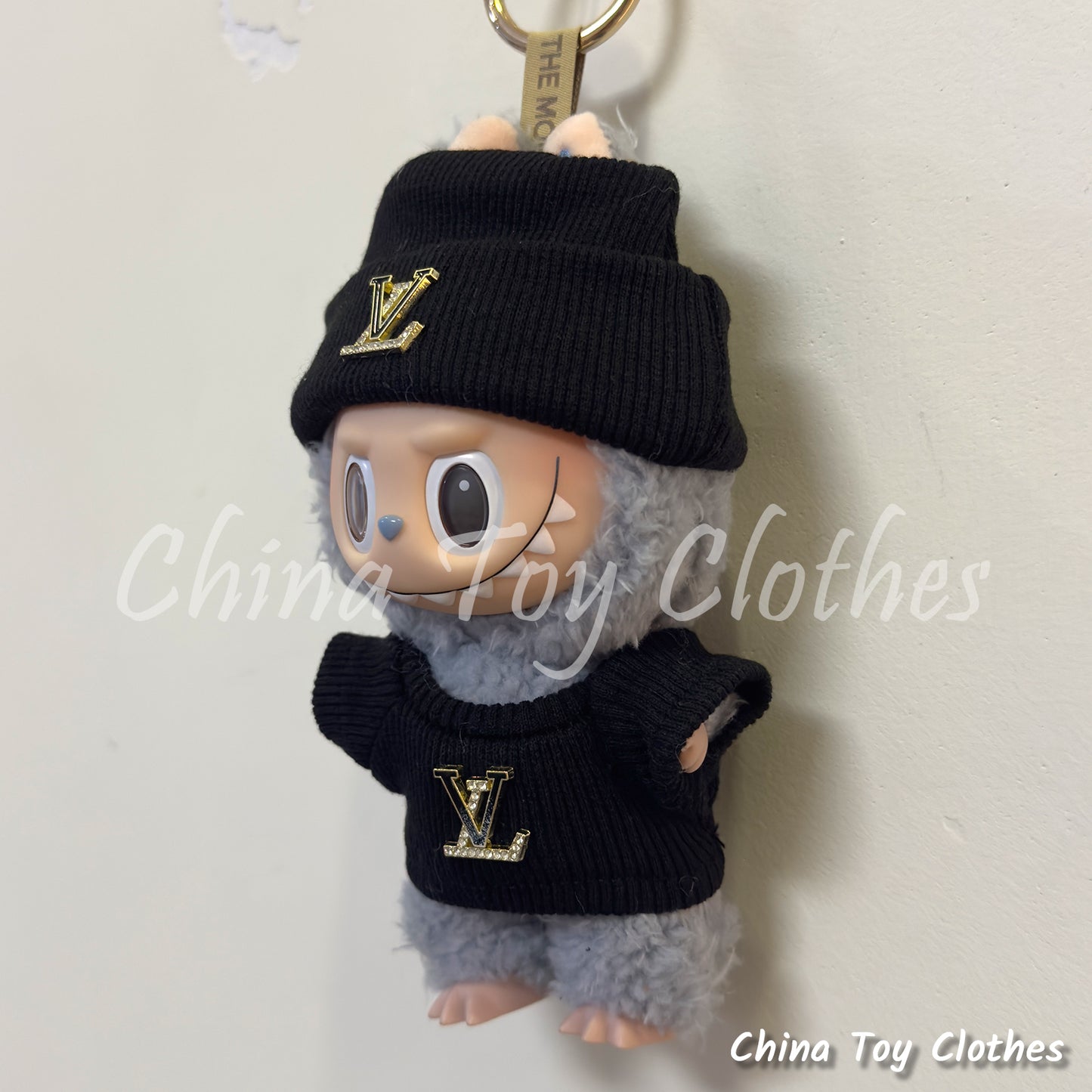 LABUBU 17cm 7" The Monsters Plush Doll Clothes Black Rich Lady Leisure Suit NO TOY