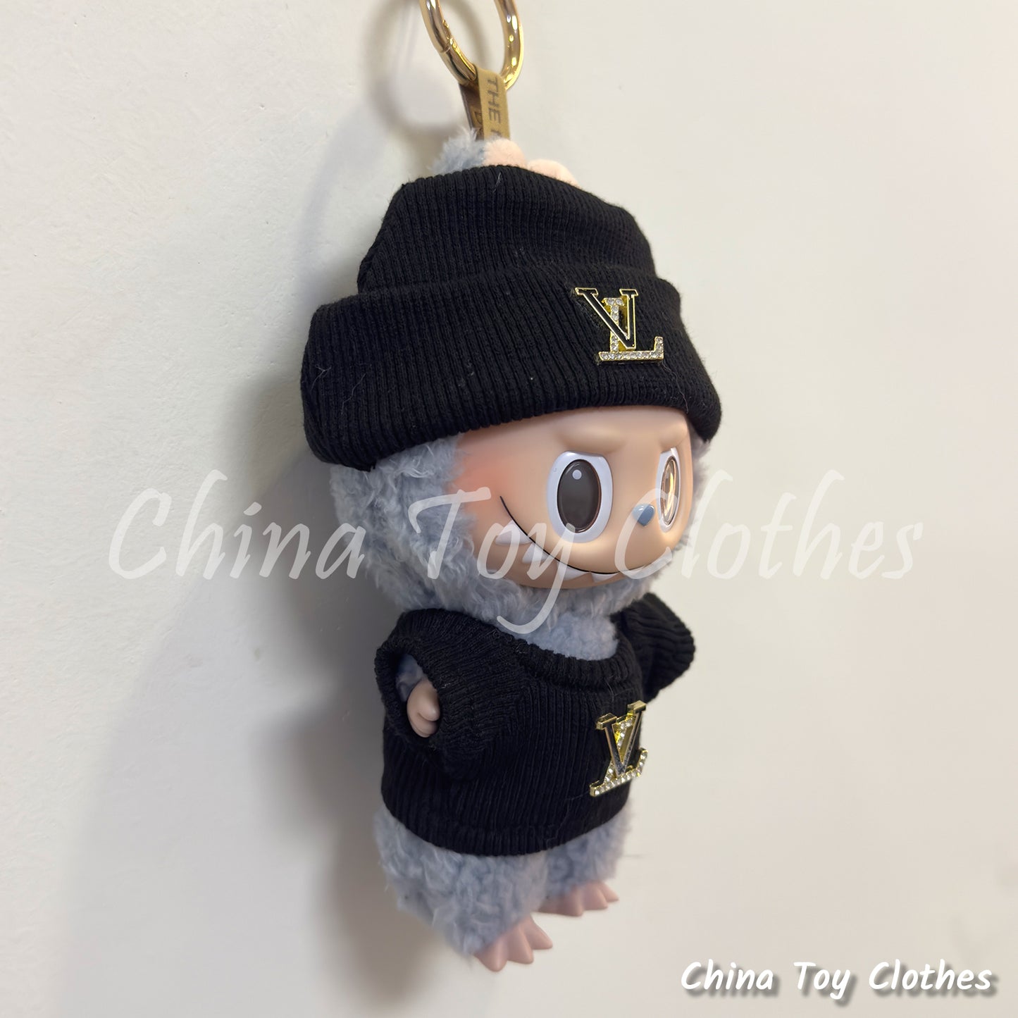 LABUBU 17cm 7" The Monsters Plush Doll Clothes Black Rich Lady Leisure Suit NO TOY