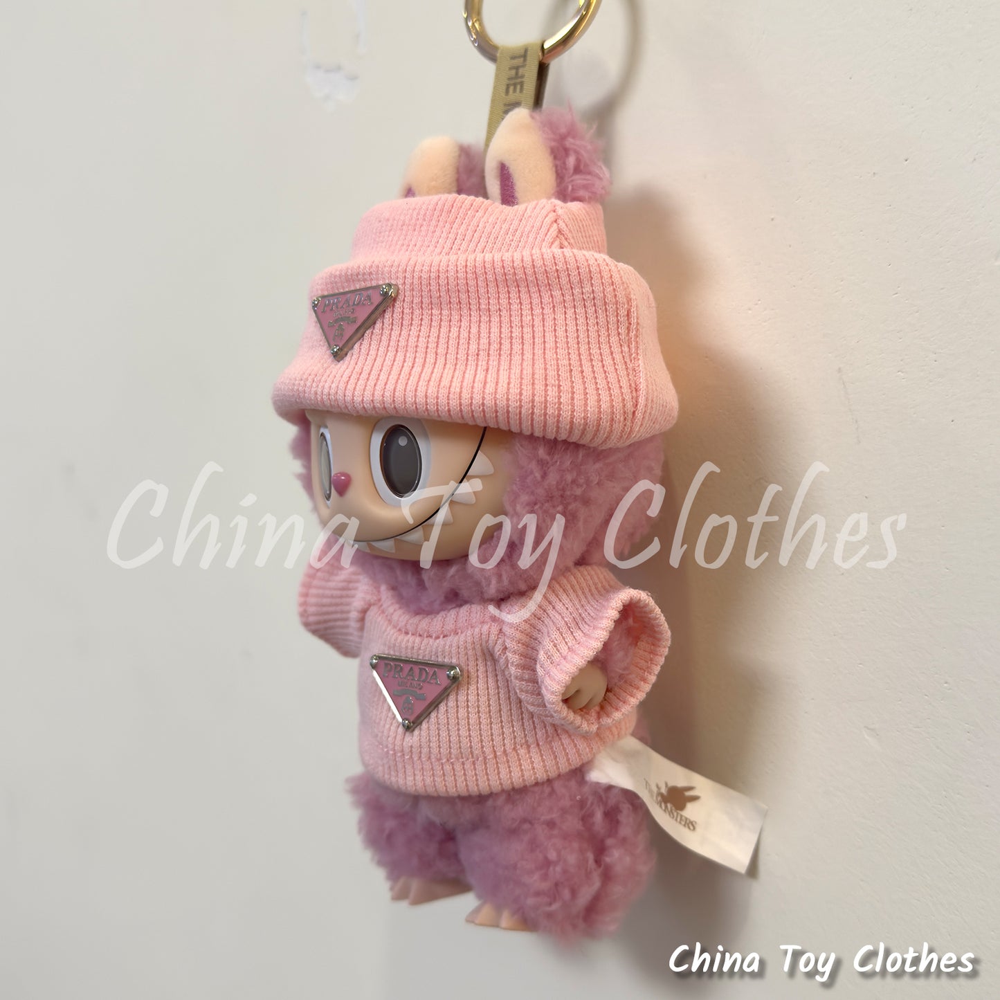 LABUBU 17cm 7" The Monsters Plush Doll Clothes Pink Rich Lady Leisure Suit NO TOY
