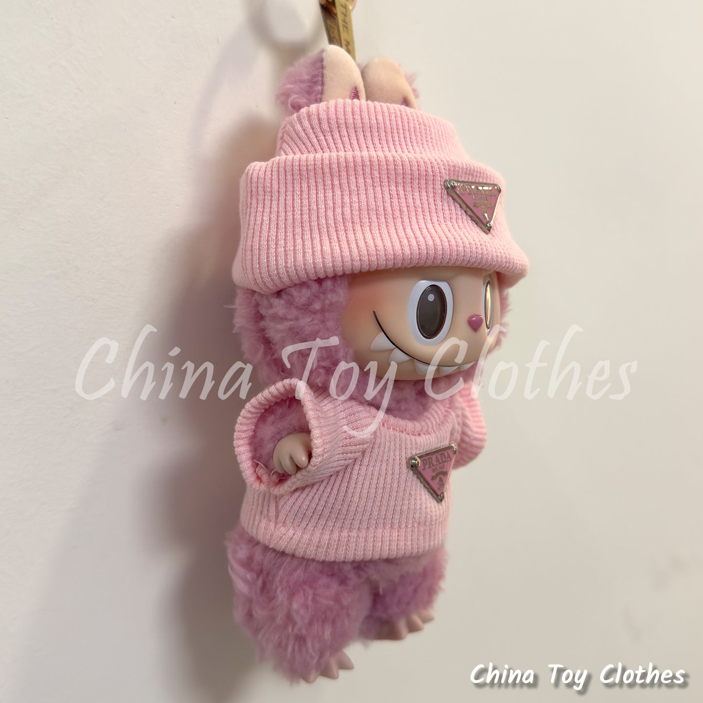 LABUBU 17cm 7" The Monsters Plush Doll Clothes Pink Rich Lady Leisure Suit NO TOY
