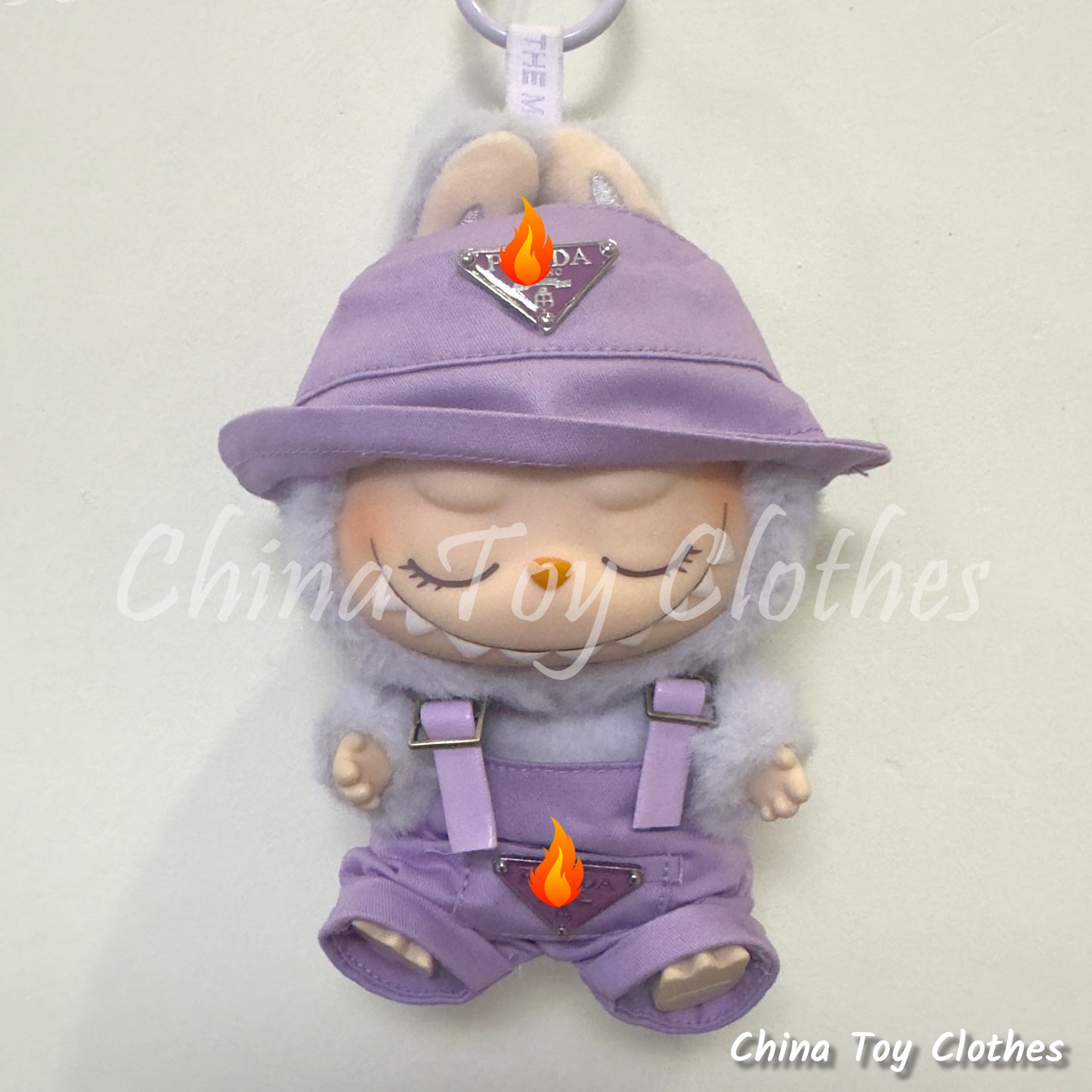 LABUBU 17cm 7" The Monsters Plush Doll Clothes Rich Guy Purple Leisure suit NO TOY