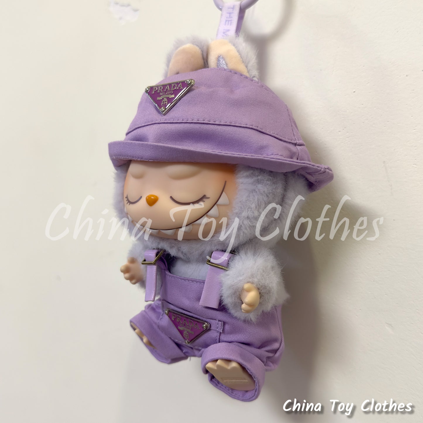 LABUBU 17cm 7" The Monsters Plush Doll Clothes Rich Guy Purple Leisure suit NO TOY
