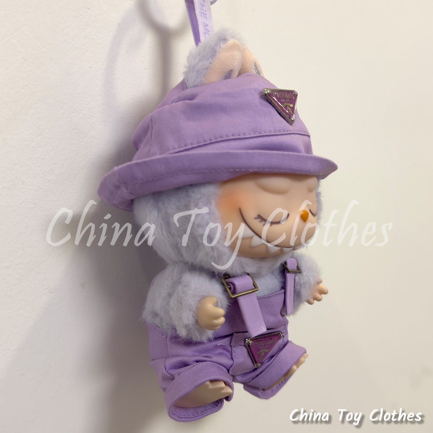 LABUBU 17cm 7" The Monsters Plush Doll Clothes Rich Guy Purple Leisure suit NO TOY