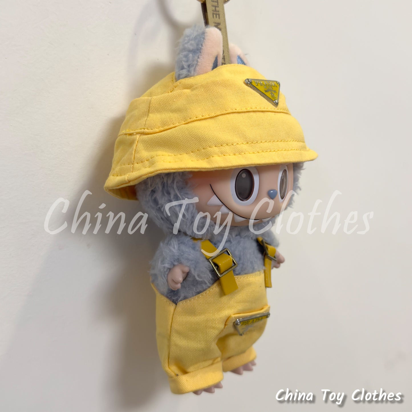 LABUBU 17cm 7" The Monsters Plush Doll Handmade Clothes Rich Guy Yellow Leisure suit NO TOY