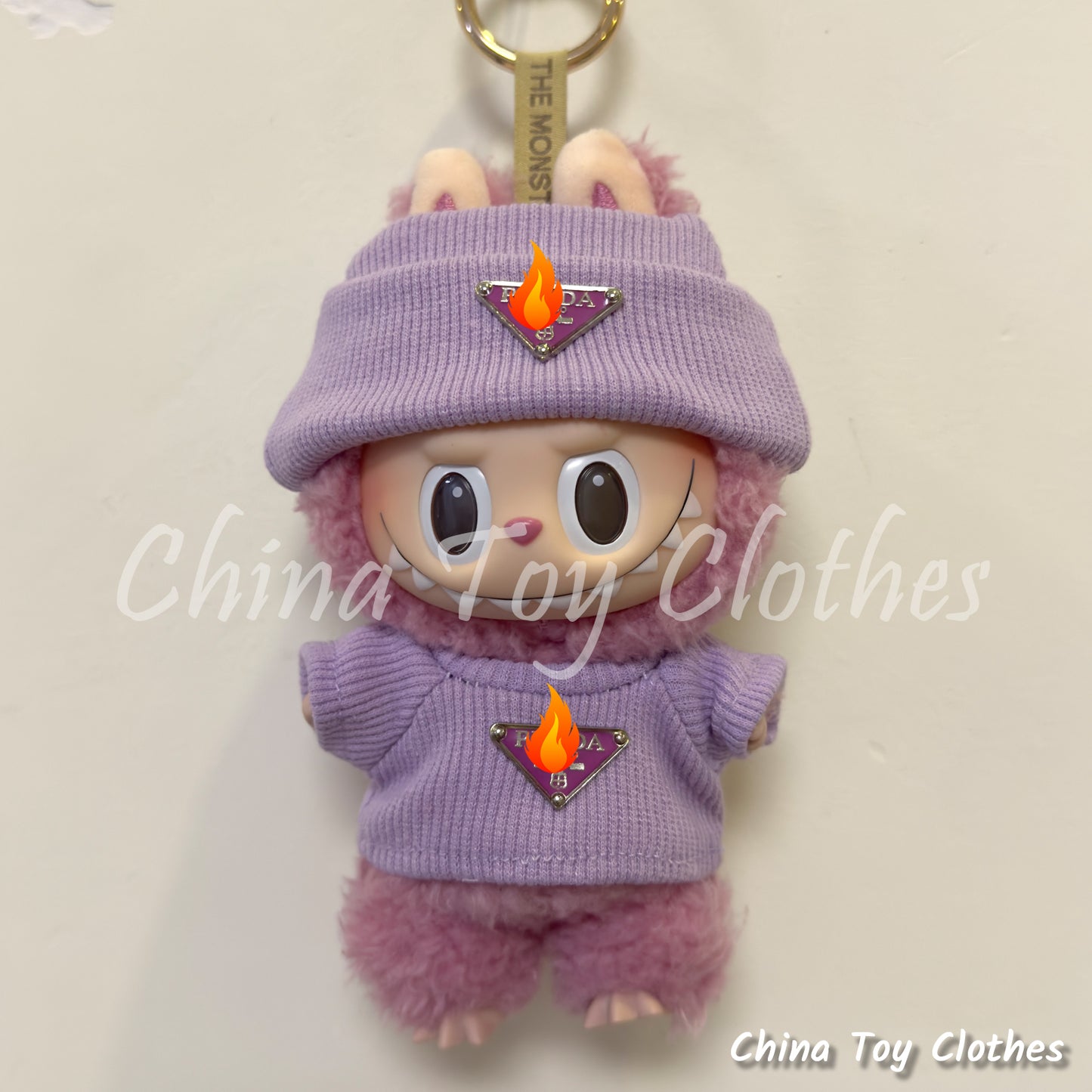 LABUBU 17cm 7inch The Monsters Plush Doll Clothes Purple Rich Lady Leisure Suit NO TOY