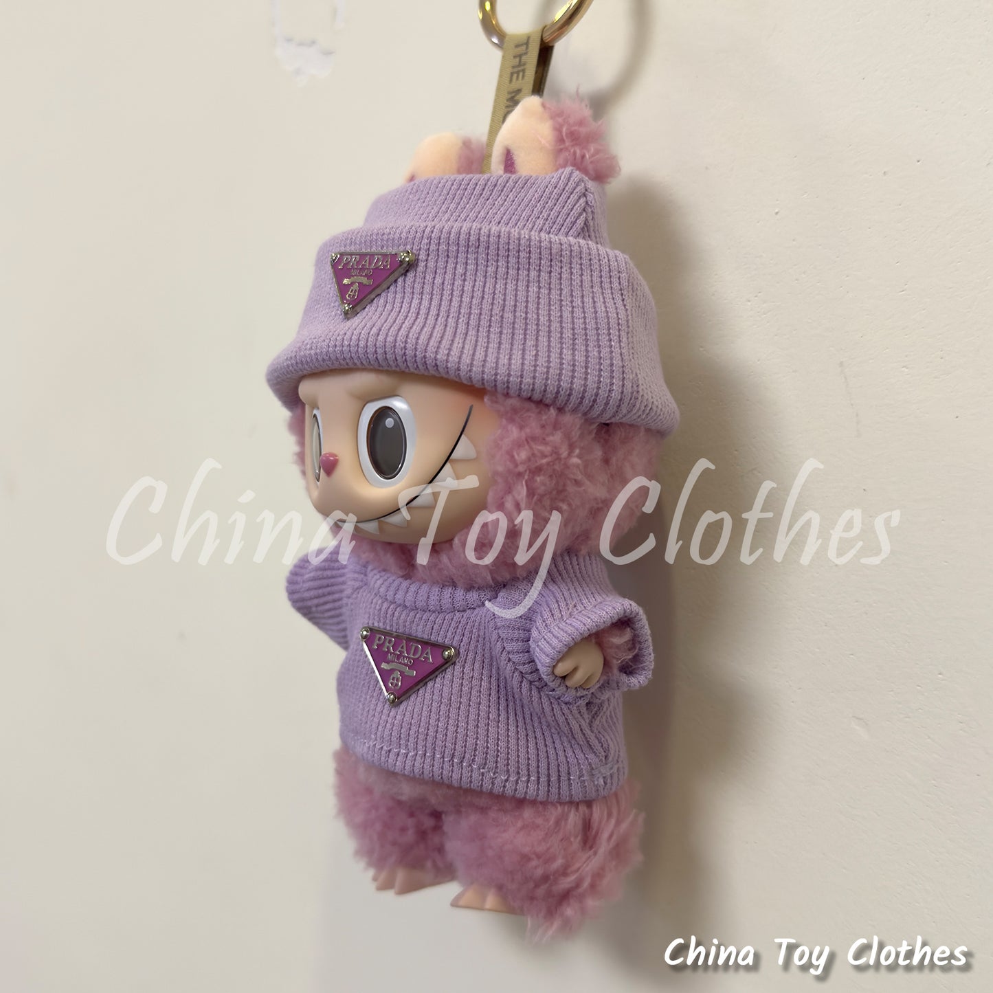 LABUBU 17cm 7inch The Monsters Plush Doll Clothes Purple Rich Lady Leisure Suit NO TOY