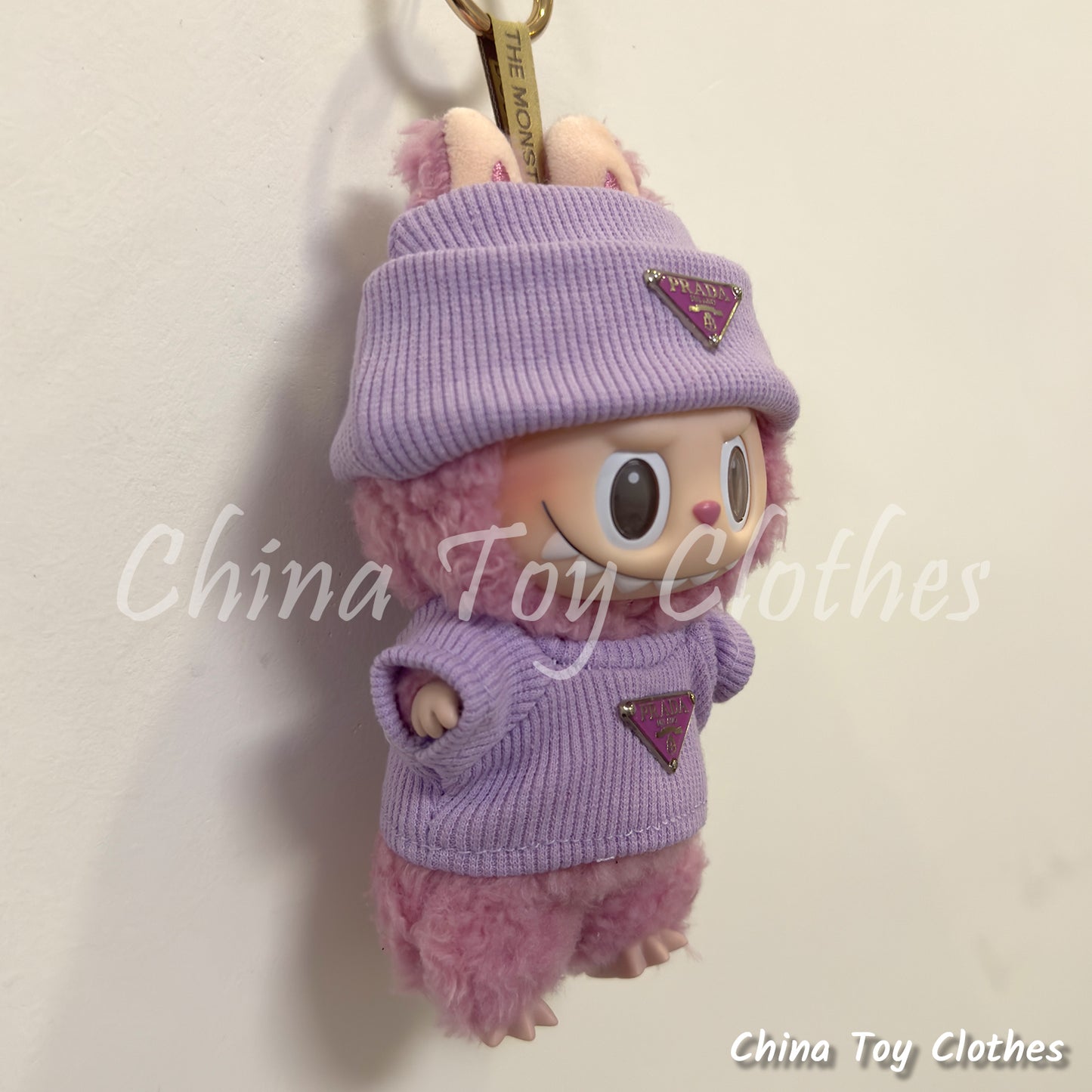 LABUBU 17cm 7inch The Monsters Plush Doll Clothes Purple Rich Lady Leisure Suit NO TOY