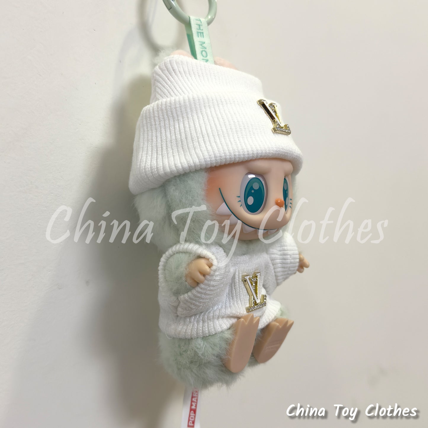 LABUBU 17cm 7" The Monsters Plush Doll Clothes White Rich Lady VV Leisure Suit NO TOY
