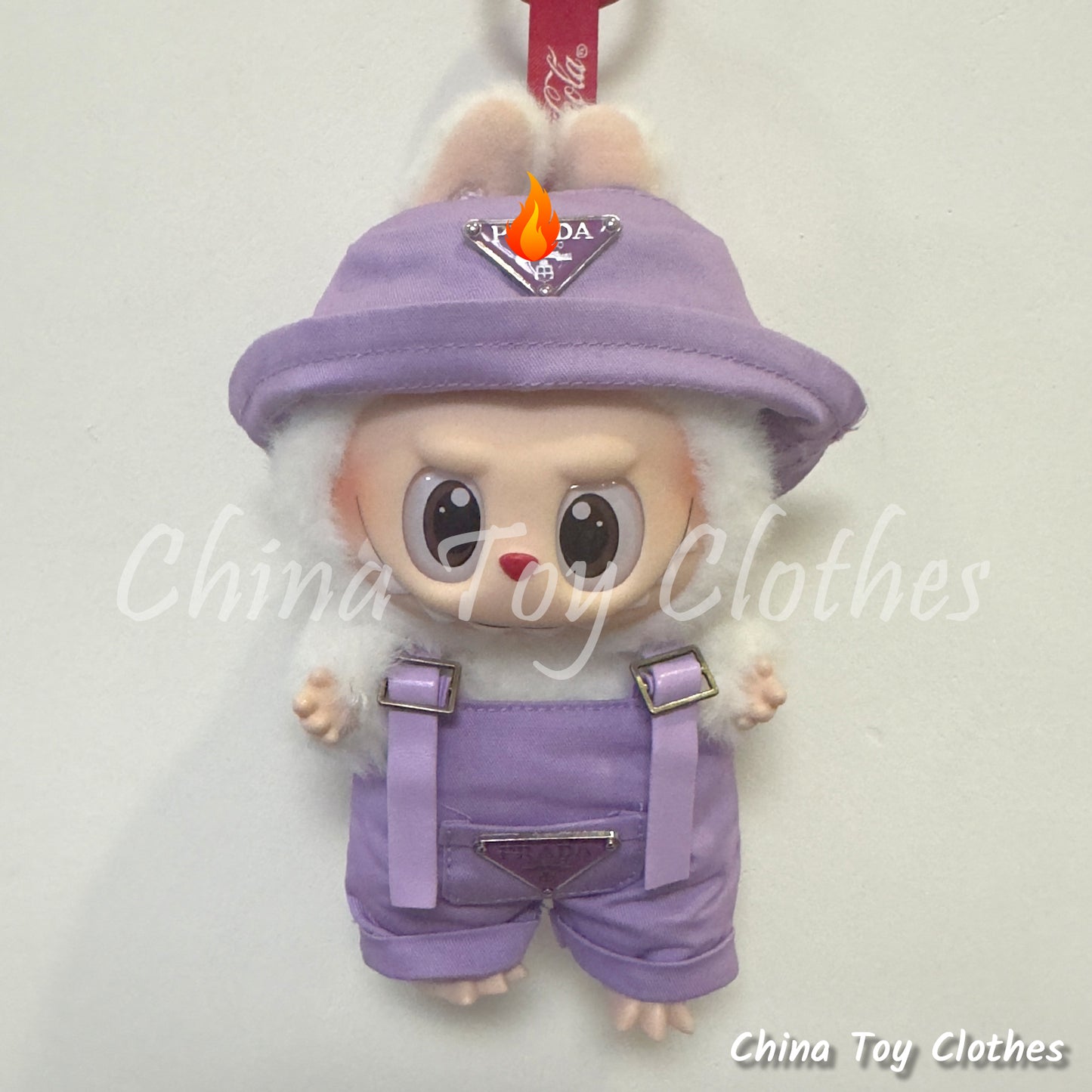 LABUBU 17cm 7" The Monsters Plush Doll Clothes Rich Guy Purple Leisure suit NO TOY