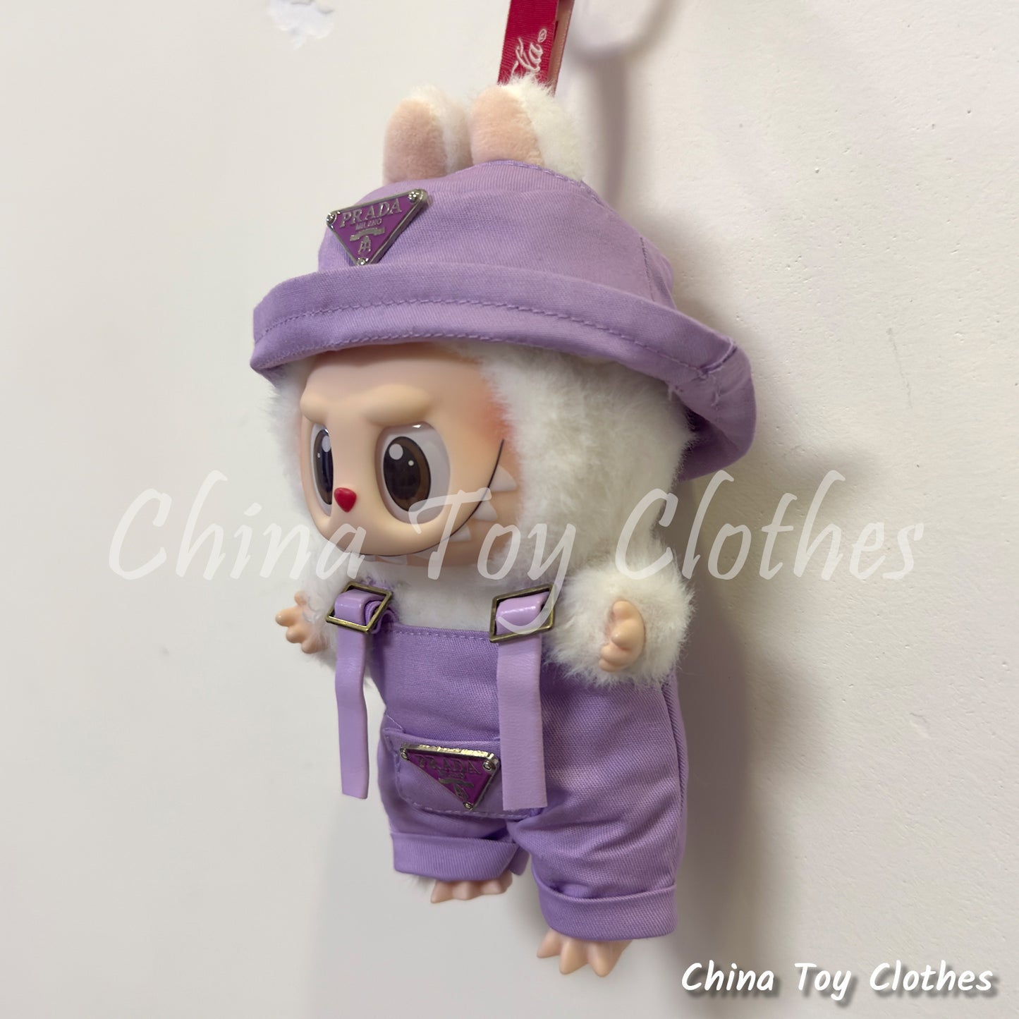 LABUBU 17cm 7" The Monsters Plush Doll Clothes Rich Guy Purple Leisure suit NO TOY