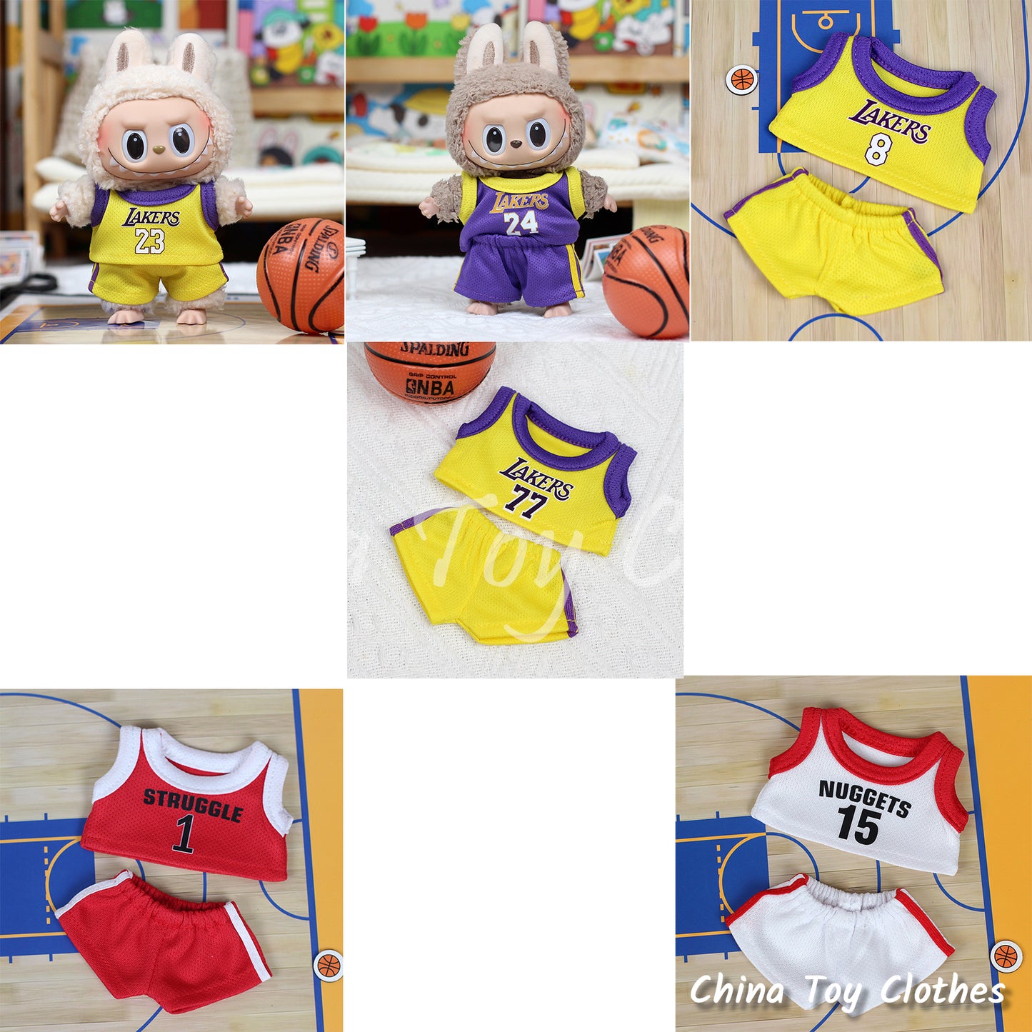 LABUBU 17cm The Monsters Plush Doll Clothes Cute Basketball Sportsware NO TOY