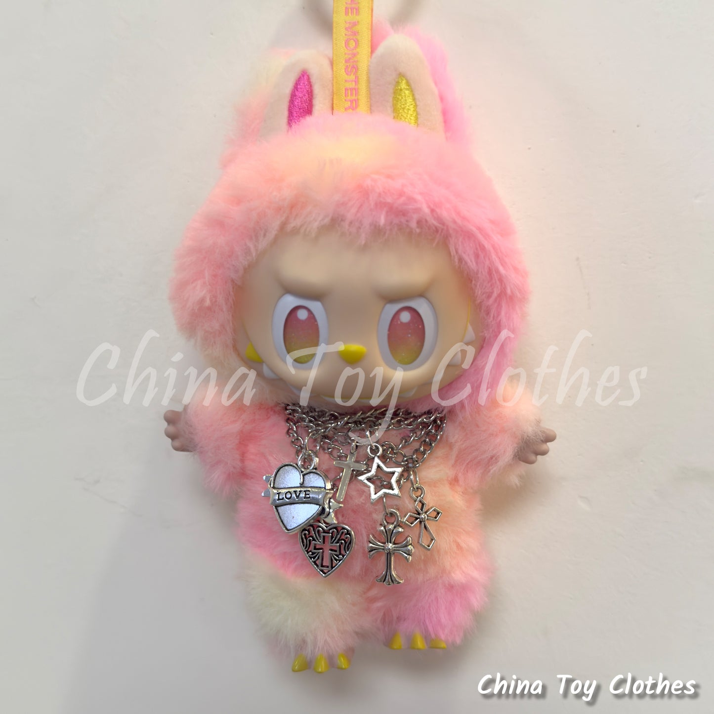 LABUBU 17cm 7" The Monsters Plush Doll Clothes Black Rich Lady Leisure Suit NO TOY