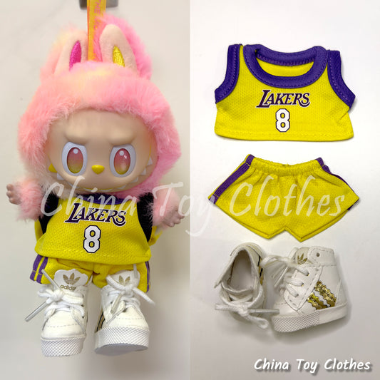 LABUBU 17cm Les Monstres Peluche Poupée Vêtements Nuggets N°15 Basketball Sportsware PAS DE JOUET