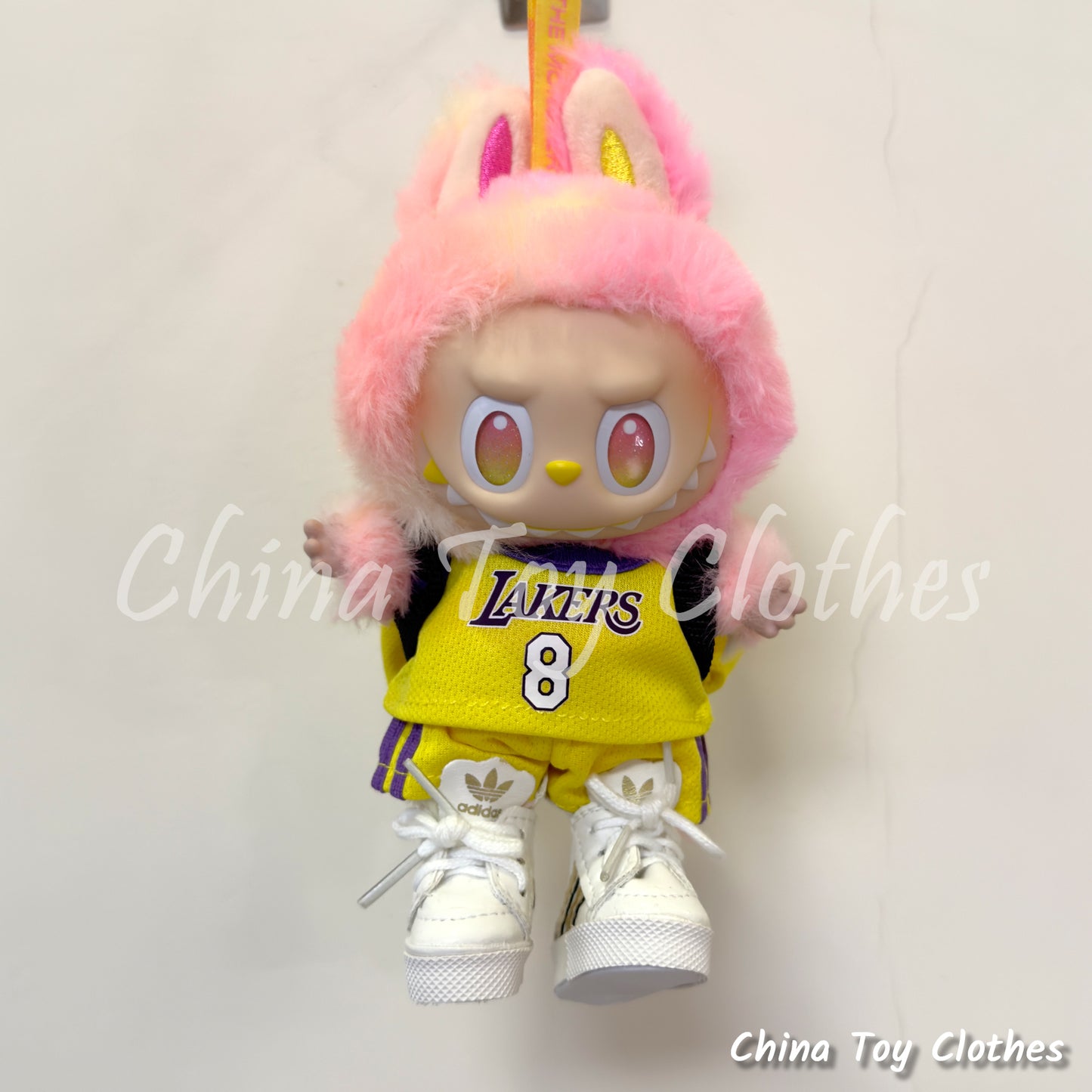 LABUBU 17 公分怪獸毛絨玩偶衣服金塊隊 15 號籃球運動服無玩具