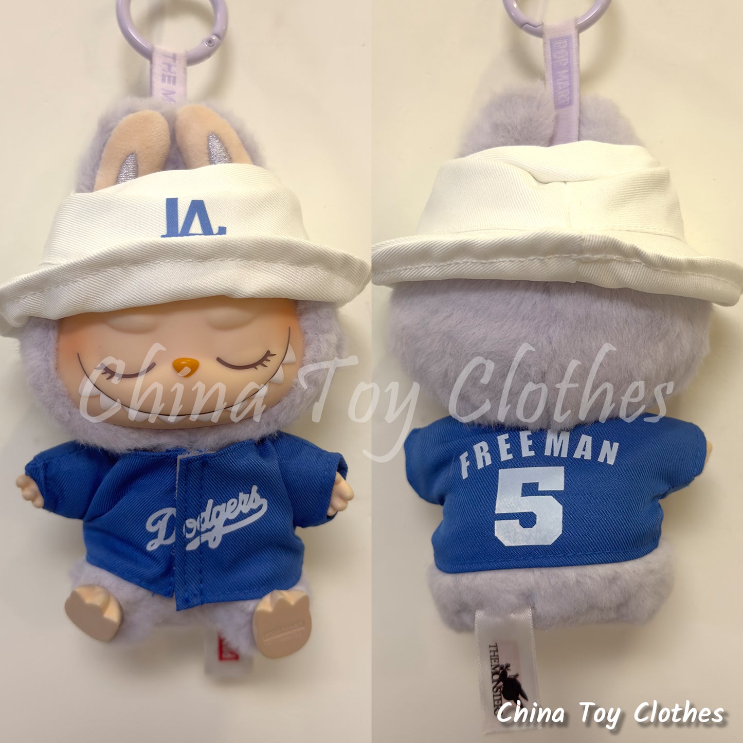 LABUBU 17cm 7" The Monsters Plush Doll Replacing Clothes No. 5 FREEMAN Baseball Sportswear Outfit NO TOY