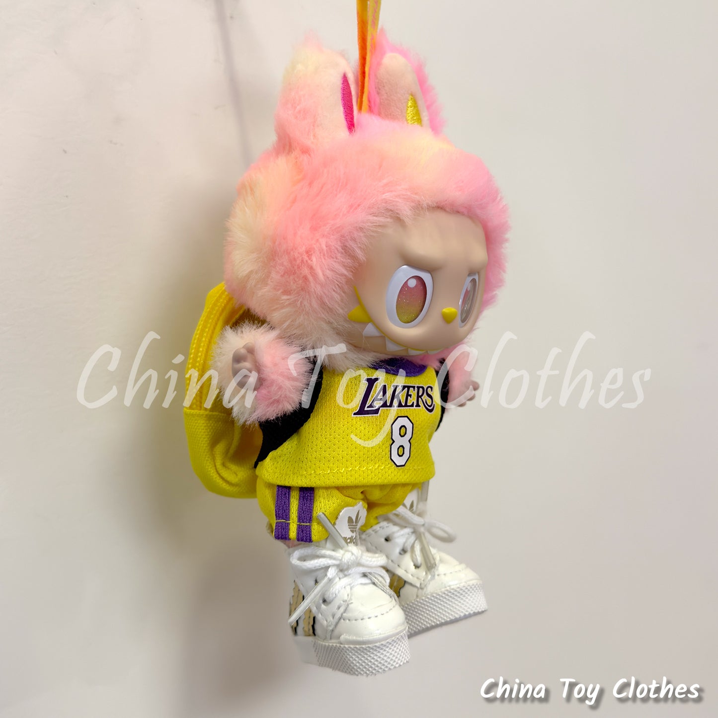 LABUBU 17 公分怪獸毛絨玩偶衣服金塊隊 15 號籃球運動服無玩具