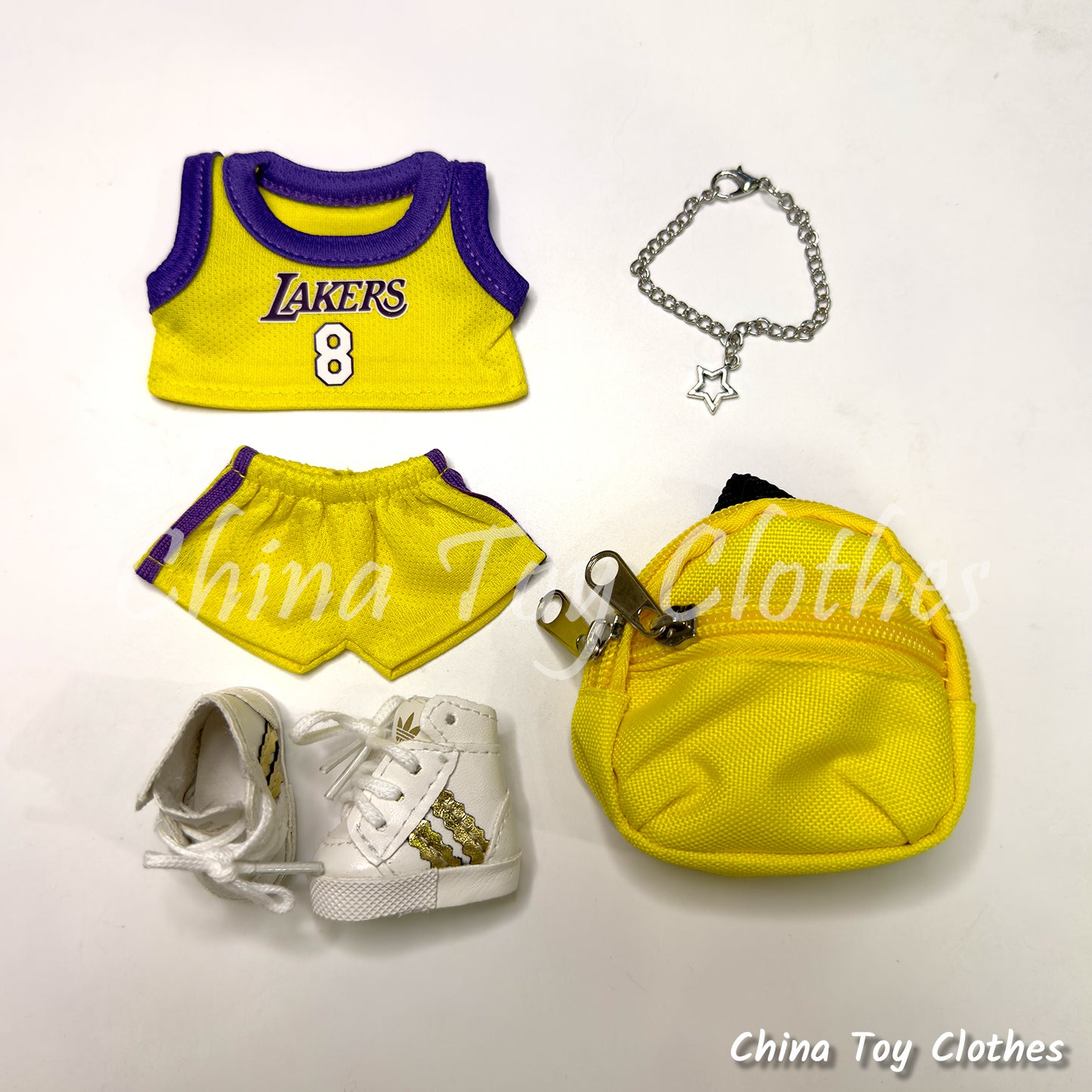 LABUBU 17 公分怪獸毛絨玩偶衣服金塊隊 15 號籃球運動服無玩具